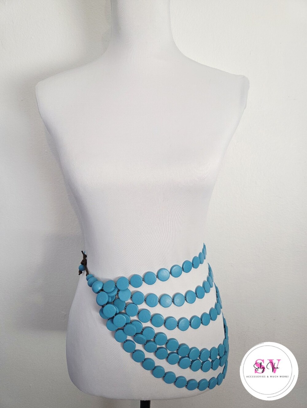 Turquoise Layered Cover Up Belt Ties on the side - Picture 8 of 9